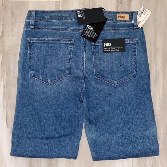 Paige Skyline Skinny Crop, Distressed, Mid-Rise, 27x25, NWT, $219 MSRP - Picture 3 of 14